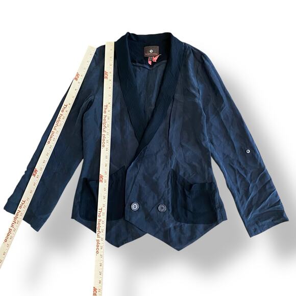 Heartloom Silk Buttoned Blazer Womens Size XS Gray Black Business Luxury - Picture 3 of 9